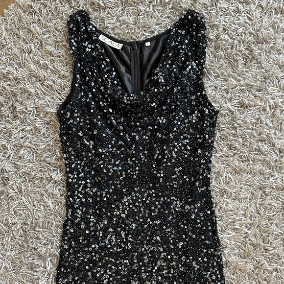 Scala Black Sequin Silk Dress - Picture 1 of 7